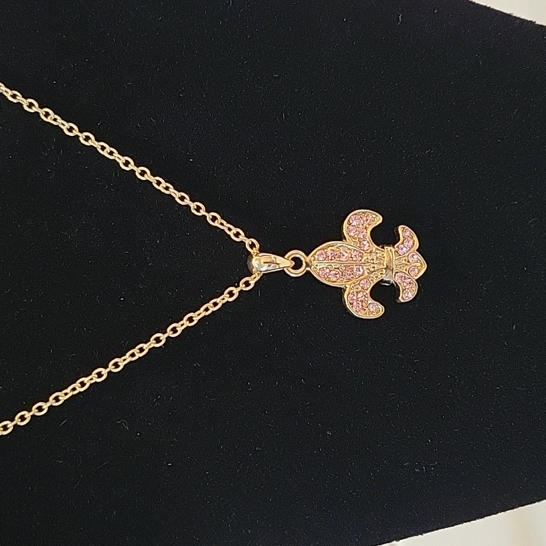 Nwt Cookie Lee Pink Crystal Gold Fleur De Lis 15$